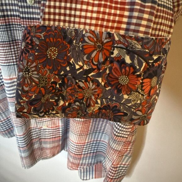 Tallia Men Button Up Shirt L 16.5 Plaid Floral Long Sleeve Colorful Spring Corp - Picture 7 of 11